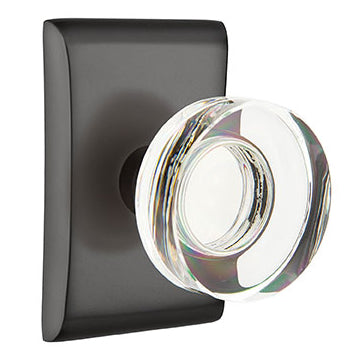 Emtek Disc Crystal Knob with Neos Rosette - Flat Black