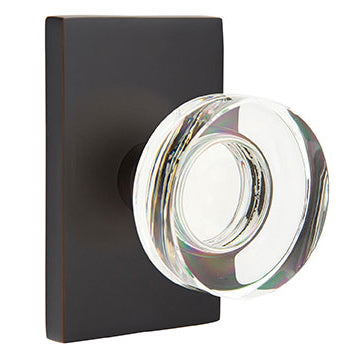 Emtek Disc Crystal Knob with Modern Rectangular Rosette