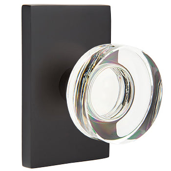 Emtek Disc Crystal Knob with Rectangular Rosette - Flat Black