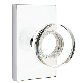 Emtek Disc Crystal Knob with Rectangular Rosette - Polished Chrome