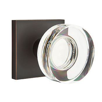 Emtek Disc Crystal Knob with Square Rosette - Oil Rubbed Bronze