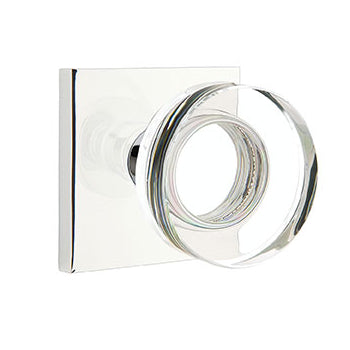 Emtek Disc Crystal Knob with Square Rosette - Polished Chrome