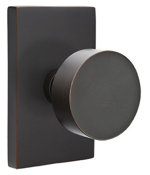 Emtek Modern Round Door Knob with Modern Rectangular Rosette