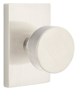 Emtek Modern Round Door Knob with Modern Rectangular Rosette