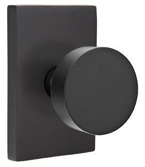 Emtek Modern Round Door Knob with Modern Rectangular Rosette