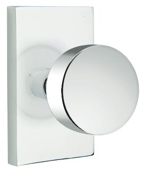 Emtek Modern Round Door Knob with Modern Rectangular Rosette