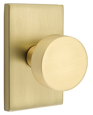 Emtek Modern Round Door Knob with Modern Rectangular Rosette