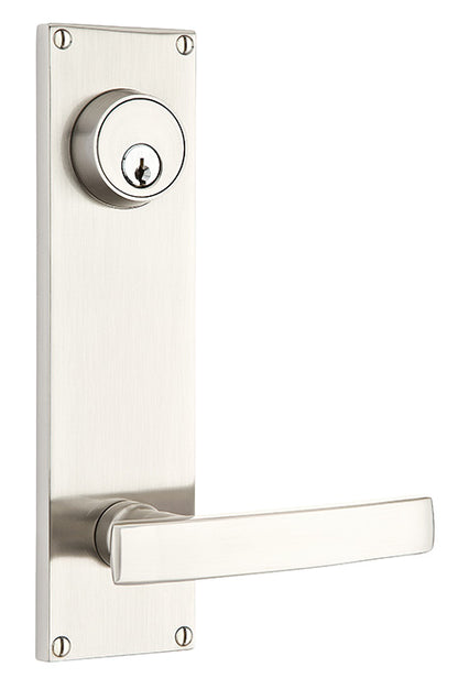 Emtek Modern Keyed Sideplate - Geneva Lever - Satin Nickel