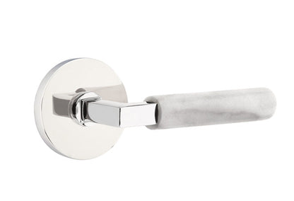 Emtek L-Square White Marble Door Lever with Disk Rosette