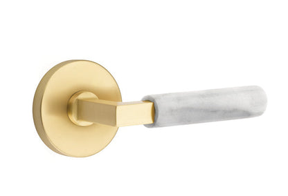 Emtek L-Square White Marble Door Lever with Disk Rosette