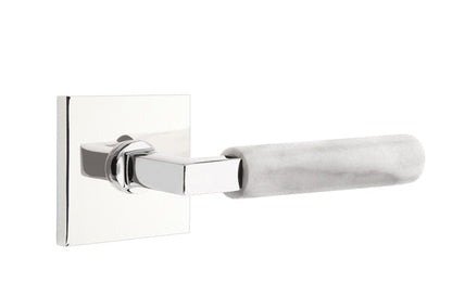 Emtek L-Square White Marble Door Lever with Square Rosette