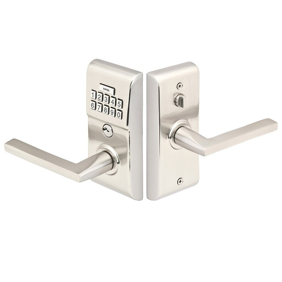 Emtek Modern Keyless Leverset - Shown in Satin Nickel
