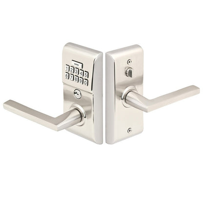 Emtek Modern Keyless Leverset - Shown in Satin Nickel