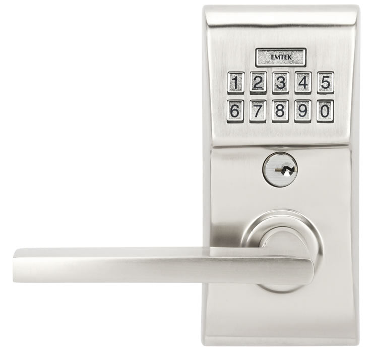 Emtek Modern Keyless Leverset - Shown in Satin Nickel
