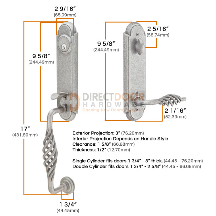 Emtek Wrought Steel Lafayette Monolithic Handleset