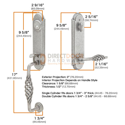 Emtek Wrought Steel Lafayette Monolithic Handleset