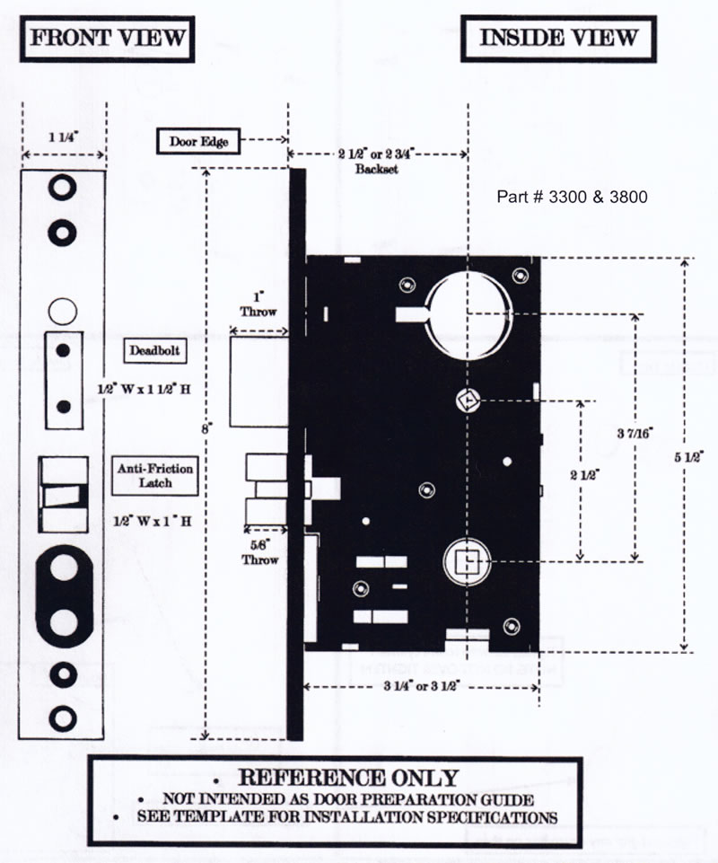 Emtek F20 Standard Mortise Lock Box Knob By Knob or Lever By Lever Measurements