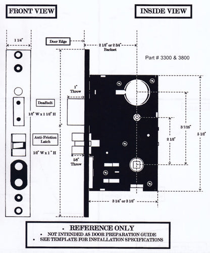Emtek F20 Standard Mortise Lock Box Knob By Knob or Lever By Lever Measurements
