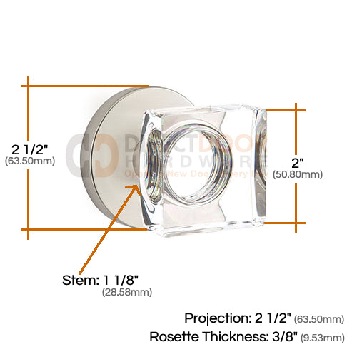 Emtek Square Crystal Knob with Disk Rosette