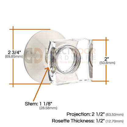 Emtek Square Crystal Knob with Modern Rosette