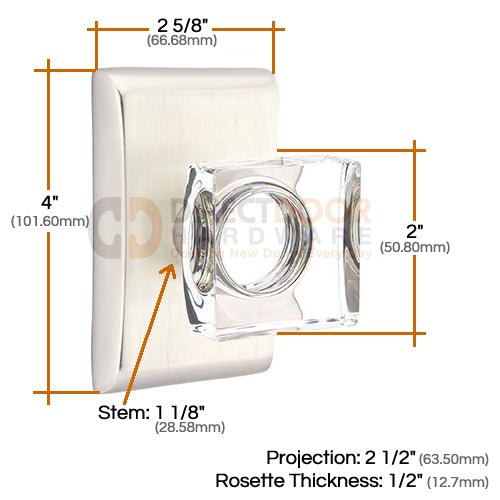 Emtek Square Crystal Knob with Neos Rosette