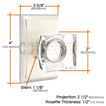 Emtek Square Crystal Knob with Neos Rosette