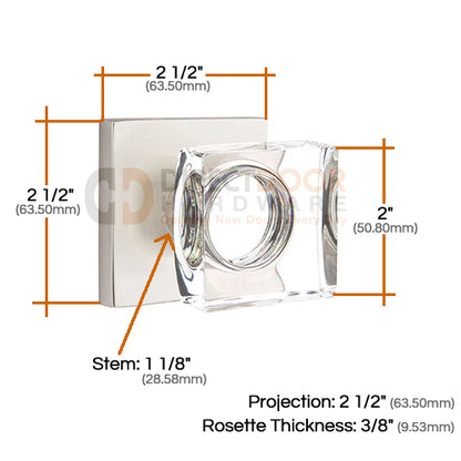 Emtek Square Crystal Knob with Square Rosette