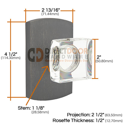 Emtek Square Crystal Knob with Sandcast Style 4 Rosette