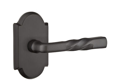 Emtek Sandcast Bronze Monterose Lever with Style 1 Rosette - Flat Black