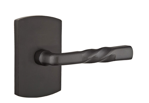 Emtek Sandcast Bronze Montrose Door Lever with Style 4 Rosette