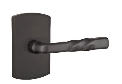 Emtek Sandcast Bronze Montrose Door Lever with Style 4 Rosette