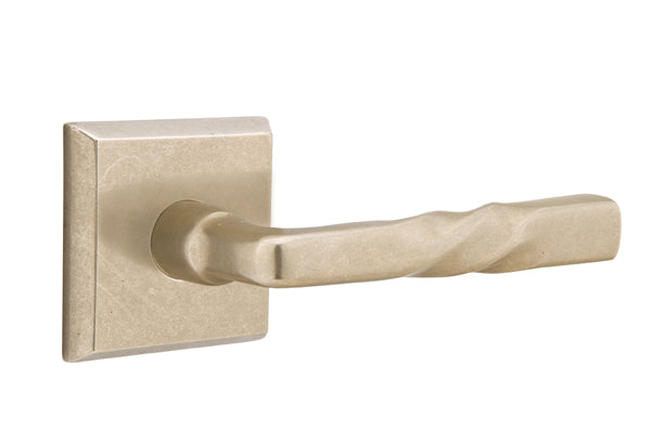 Emtek Sandcast Bronze Montrose Lever - Style 6 Rosette - Tumbled White Bronze