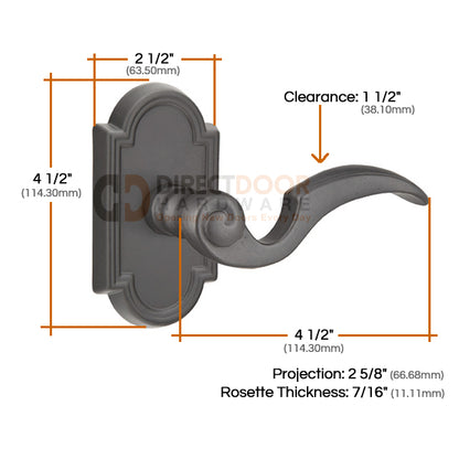Emtek Napoli Lever with Style 11 Rosette Measurements