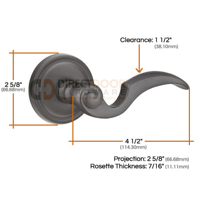 Emtek Napoli Lever with Style 12 Rosette Measurements