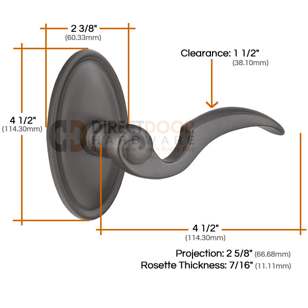 Emtek Napoli Lever with Style 14 Rosette Measurements