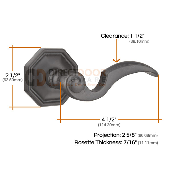 Emtek Napoli Lever with Style 15 Rosette Measurements