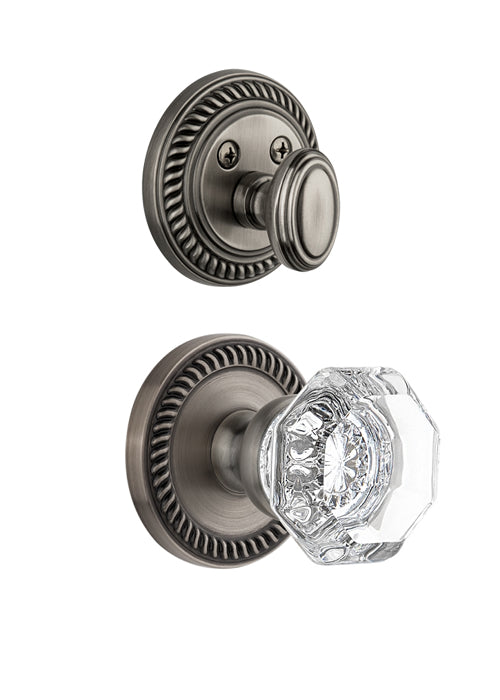 Grandeur Newport Handleset with Chambord Knob - (Interior Half Only, with Deadbolt)