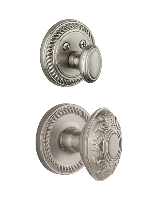 Grandeur Newport Handleset with Grande Victorian Knob - (Interior Half Only, with Deadbolt)