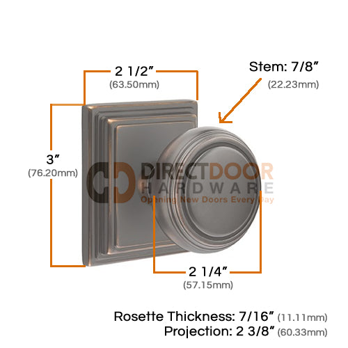 Emtek Norwich Knob with Wilshire Rosette