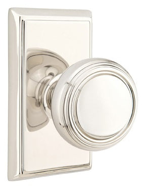 Emtek Norwich Knob With Rectangular Rosette - Polished Nickel