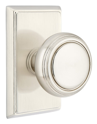 Emtek Norwich Knob With Rectangular Rosette - Satin Nickel