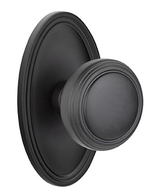 Emtek Norwich Knob With Oval Rosette - Flat Black