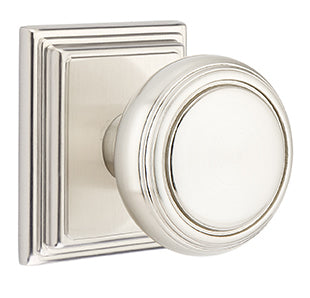 Emtek Norwich Knob with Wilshire Rosette - Satin Nickel