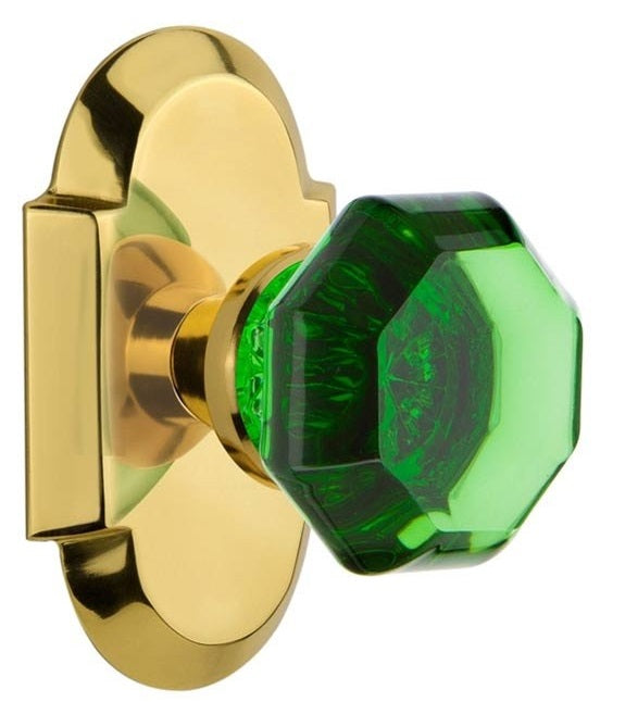 Nostalgic Warehouse Waldorf Crystal Knob with Cottage Plate - Polished Brass