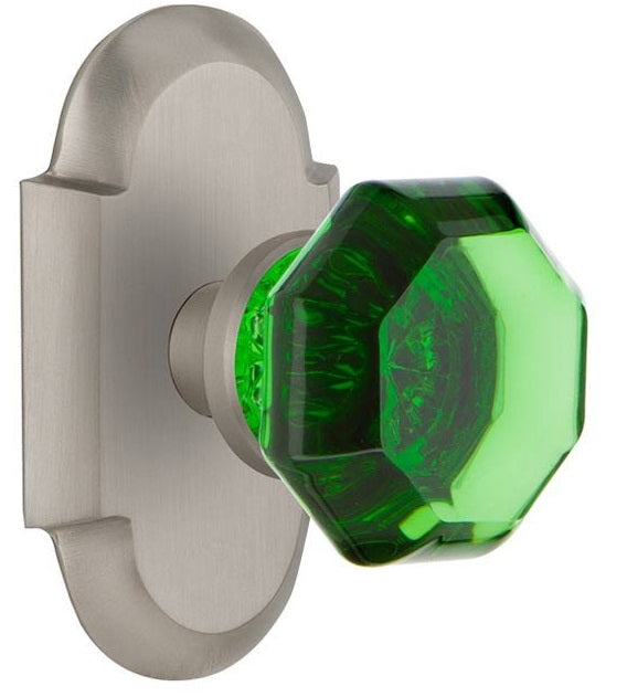 Nostalgic Warehouse Waldorf Crystal Knob with Cottage Plate - Satin Nickel