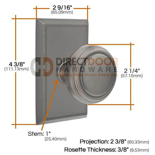 Emtek Norwich Knob Specs Rectangular Rosette