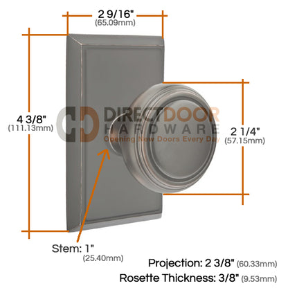 Emtek Norwich Knob Specs Rectangular Rosette