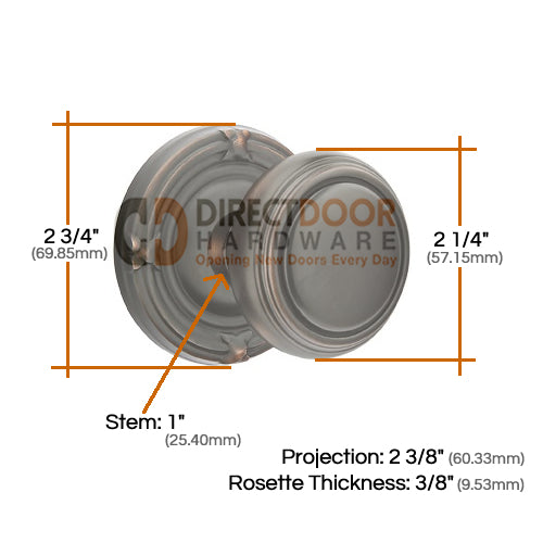 Emtek Norwich Knob Specs Ribbon and Reed Rosette