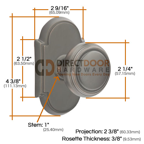 Emtek Norwich Knob Specs #8 Rosette - Specs