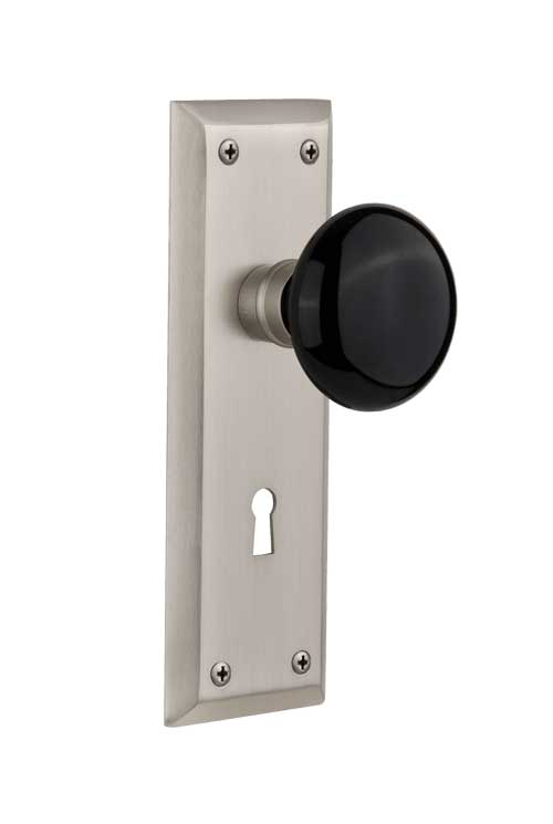 Nostagic Warehouse New York Plate with Black Porcelain Knob - Interior Mortise